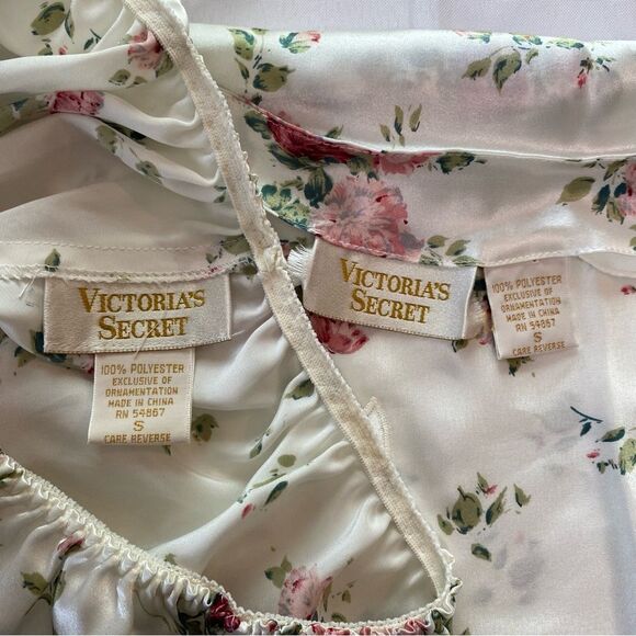 Rare Victoria’s Secret Gold Label 2 Piece Floral Pajama Set Size Small - Picture 8 of 13